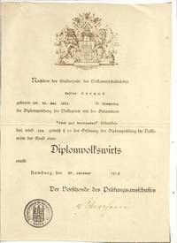Diplom von Walter Strauß als Volkswirt, Familienbesitz