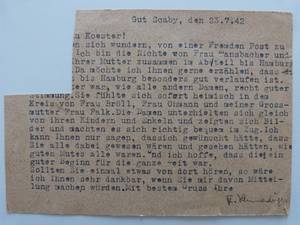 DOKUMENT: Postkarte vom 23.7.1942, Familienbesitz Dieber