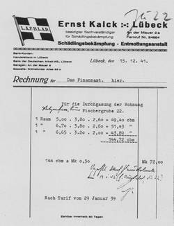 Rechnung der Firma Kalck vom Dezember 1941 an das Finanzamt [6]