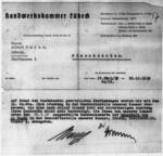 Schreiben der Handwerkskammer an Albert Daicz vom 29.12.1938 betr. Löschung aus der Handwerksrolle (LAS Abt. 761 Nr. 8146, Bl. 17)